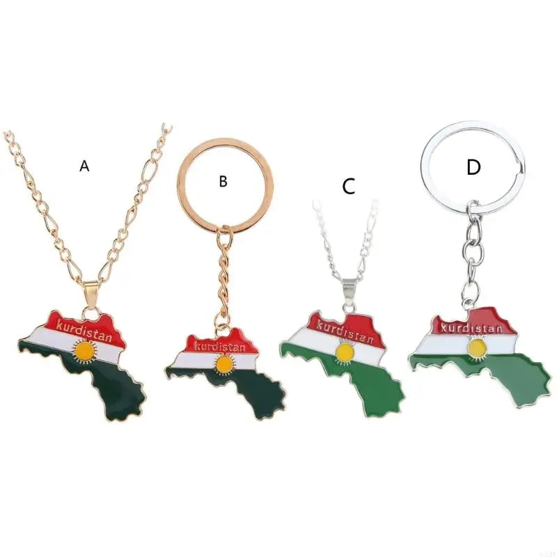 U2JF Unisex Kurdistan Map Pendant Necklace for Women Men Choker Keychain Gift.