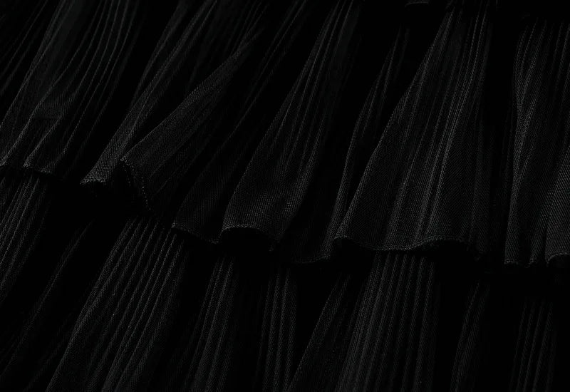 Beiyingni Woman Mesh Long Midi Cake Skirt Solid Color Elegant French Tiered Fairy Tulle Skirts Khaki Casual High Waist Faldas.