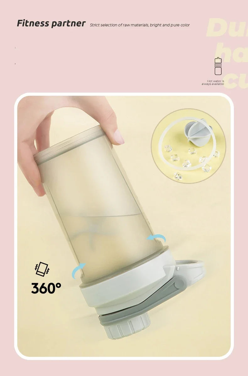 Shake Cup Sports Fitness Water Bottle Milkshake Cup Sports Plastic Water Cup Creative Plastic Drinking Cup Protein Powder Cup.