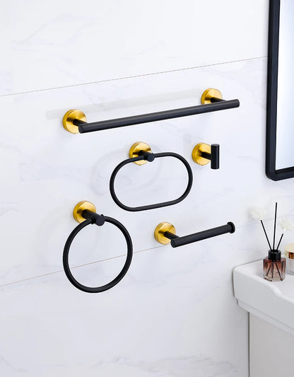 Badezimmer-Hardware-Set aus gebürstetem Gold, Handtuchhalter aus Edelstahl 304, Handtuchring, Toilettenpapierhalter, Kleiderhaken, Badezimmer-Zubehör