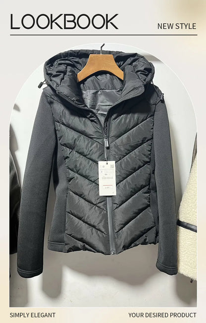 Unizera 2023 Herbst/Winter neues Produkt Damenmode vielseitig lässig lang ärmelig Stehkragen gespleißt Baumwoll mantel.