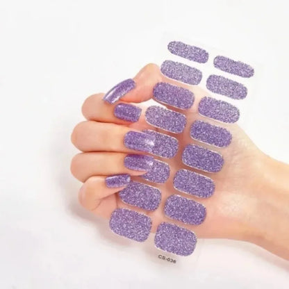 Glitter Gradient Full Cover Nail Art Stickers Fashion Silver Purple Nail Polish Strips DIY Waterproof Nail Foil Sticker Manicur