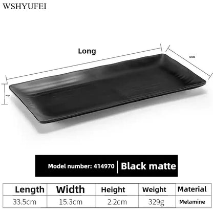 Black Melamine Plate Plastic Barbecue Dish Commercial Cutlery Kitchen Dinner Plates Not Easily Broken Tableware Accessories