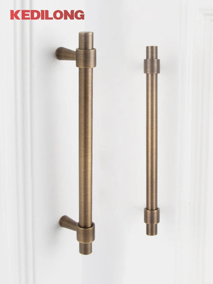 KEDLO Solid Brass Brushed Antique Brass Bronze 500mm Pull Drawer Knobs T Bar Kitchen Cabinet Handle