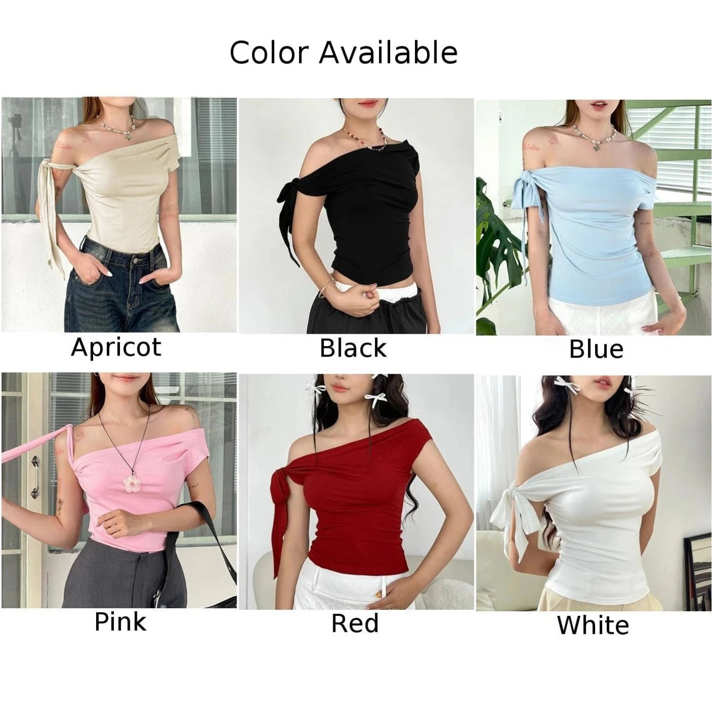 Vacation Styles One-Shoulder Cropped Top Womens Slim Fit Women One Shoulder Top Applicable For Vacation Solid Color Pattern.