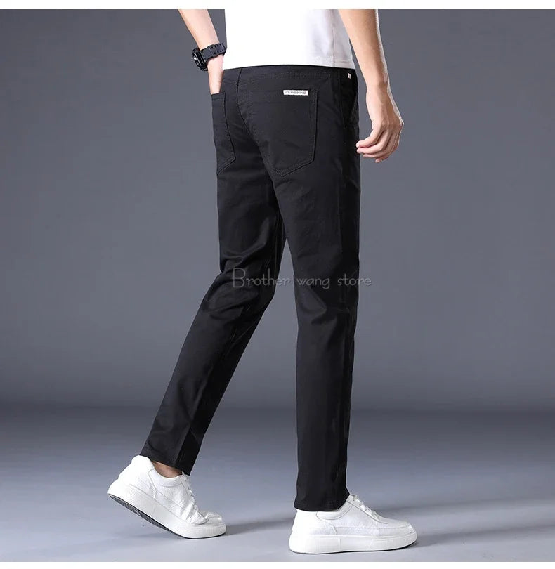 Thin Men's Pants Classic 7 Colors Summer New Casual Pant Business Fashion Stretch Cotton Slim Brand Male Trousers.