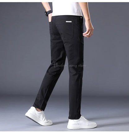 Thin Men's Pants Classic 7 Colors Summer New Casual Pant Business Fashion Stretch Cotton Slim Brand Male Trousers.