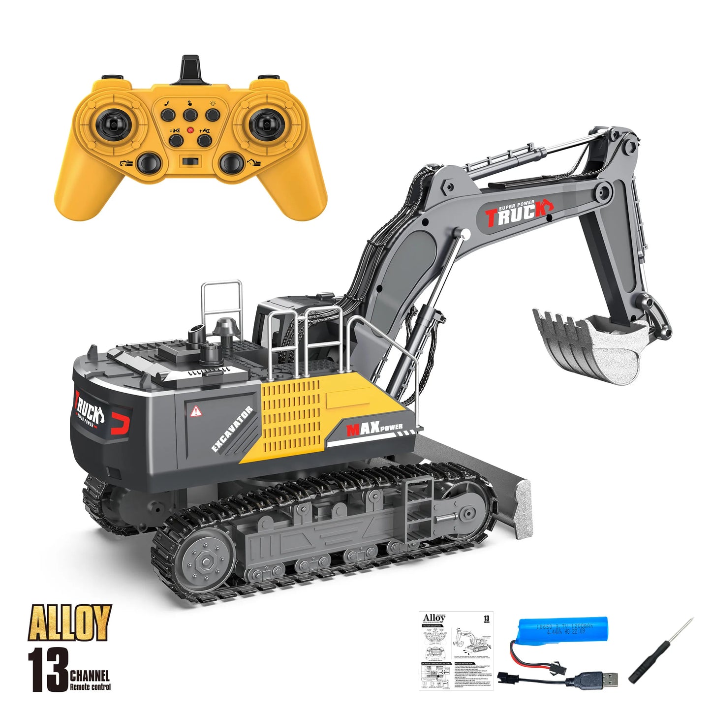 Alloy Rc Excavator Truck Toy Kids Remote Control Engineering Trucks Electric Vehicle Machine Games for Kids Boys Birthday Gifts