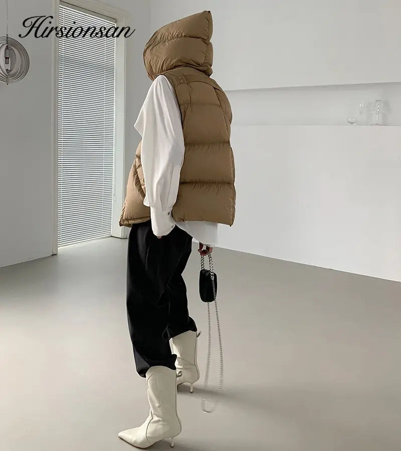 Hirsionsan Herbst Winter Koreanische Weiße Ente Unten Weste Frauen 2023 Neue Einfach Alle-spiel Mäntel FemaleSoft Warme Sleeveness Jacken.