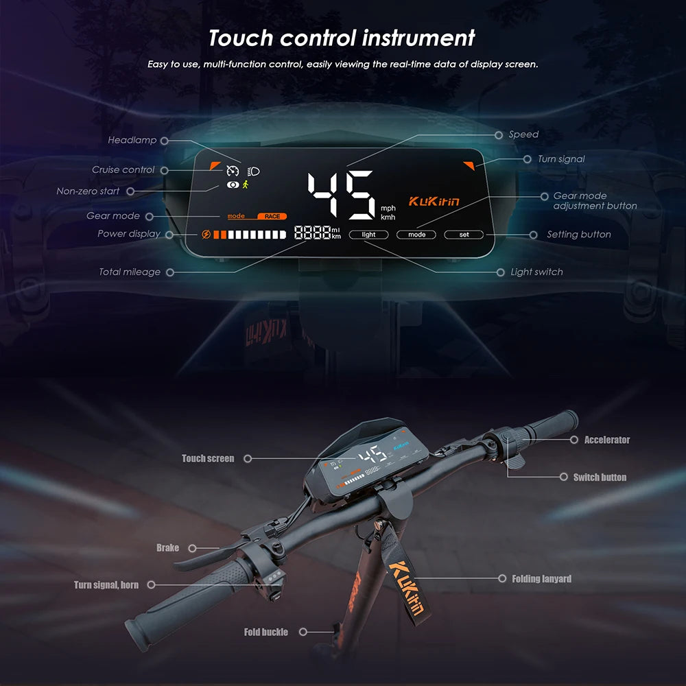 KuKirin G2 Foldable Electric Scooter 1200W 80KM 48V 15AH 45KM/H 55KM Ultra-Long Battery Life + Gift.