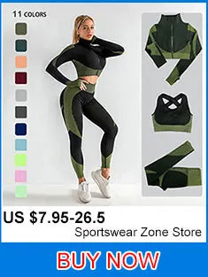 Yoga Suit High Waist Leggings Running Training Tights Sports Outfits Long Sleeve Crop Top Bra Seamless Fitenss Set Fitness Wear.