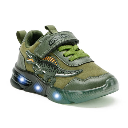 EXDINO Dinosaur Little Kids Spring Autumn LED Light Up Shoes Children Spinosaurus Boys Glowing Casual Sports Sneakers Non-slip.