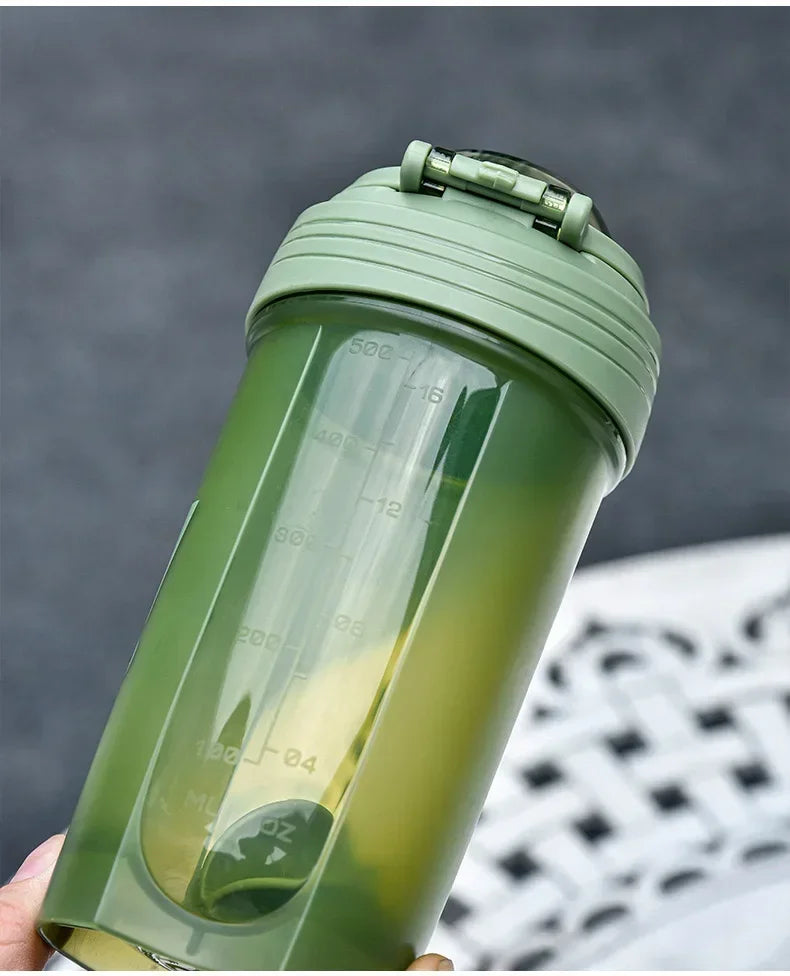 Portable 500ml Protein Powder Shaker Bottle Leak Proof Water Bottle for Gym Fitness Training Sport Shaker Mixing Cup with Scale.