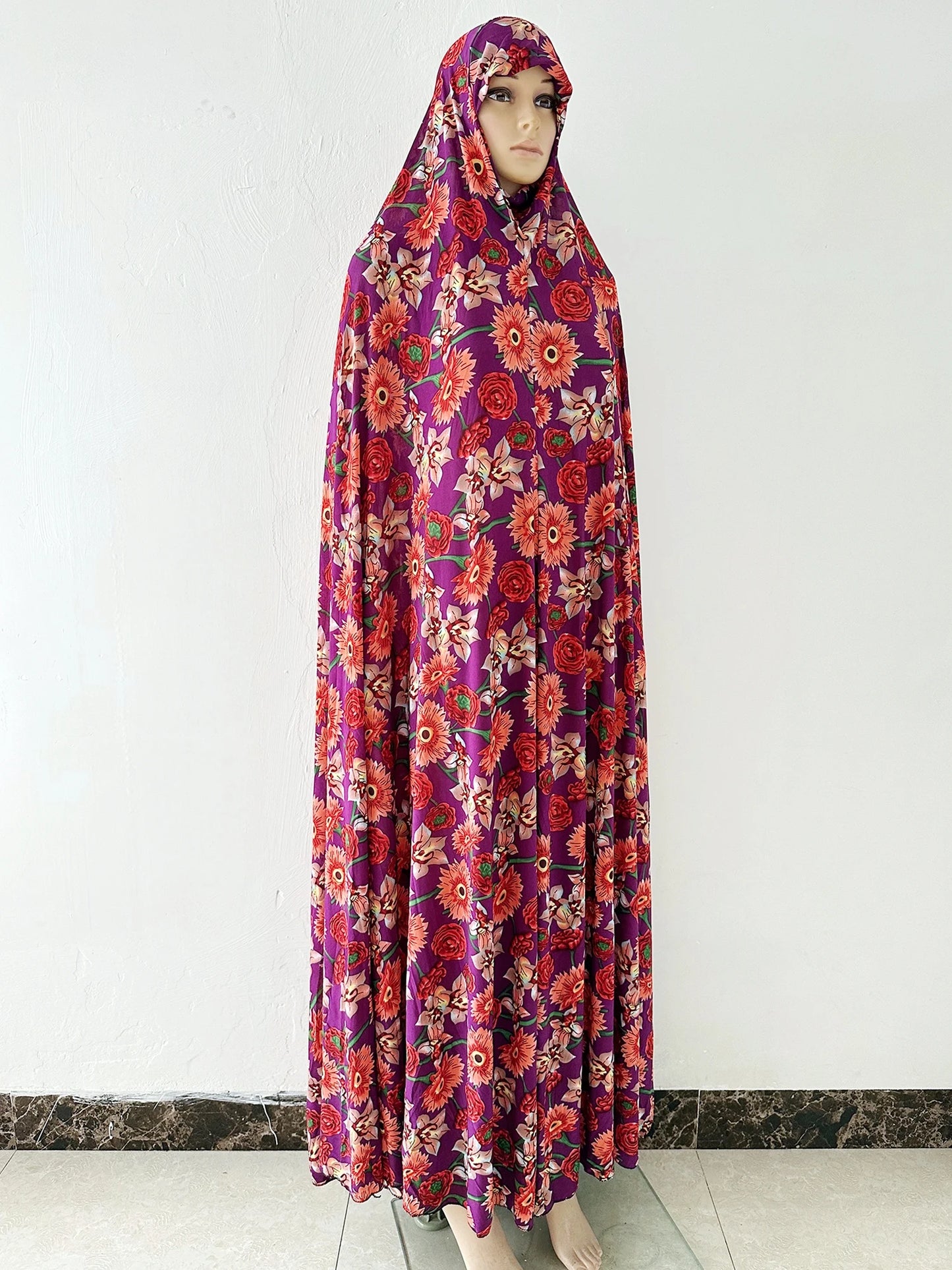 6XL  Muslim Womens Hooded Abaya African Sleeveless Prayer Garment Kaftan Dress With Hijab Floral Dubai Saudi Robe Ramadan