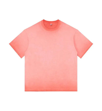 Retro Style Short-sleeved Gradual Change T-shirt Men's and Women's Casual Fashion Loose Simple Cotton Crew Neck Bottoming Shirt.