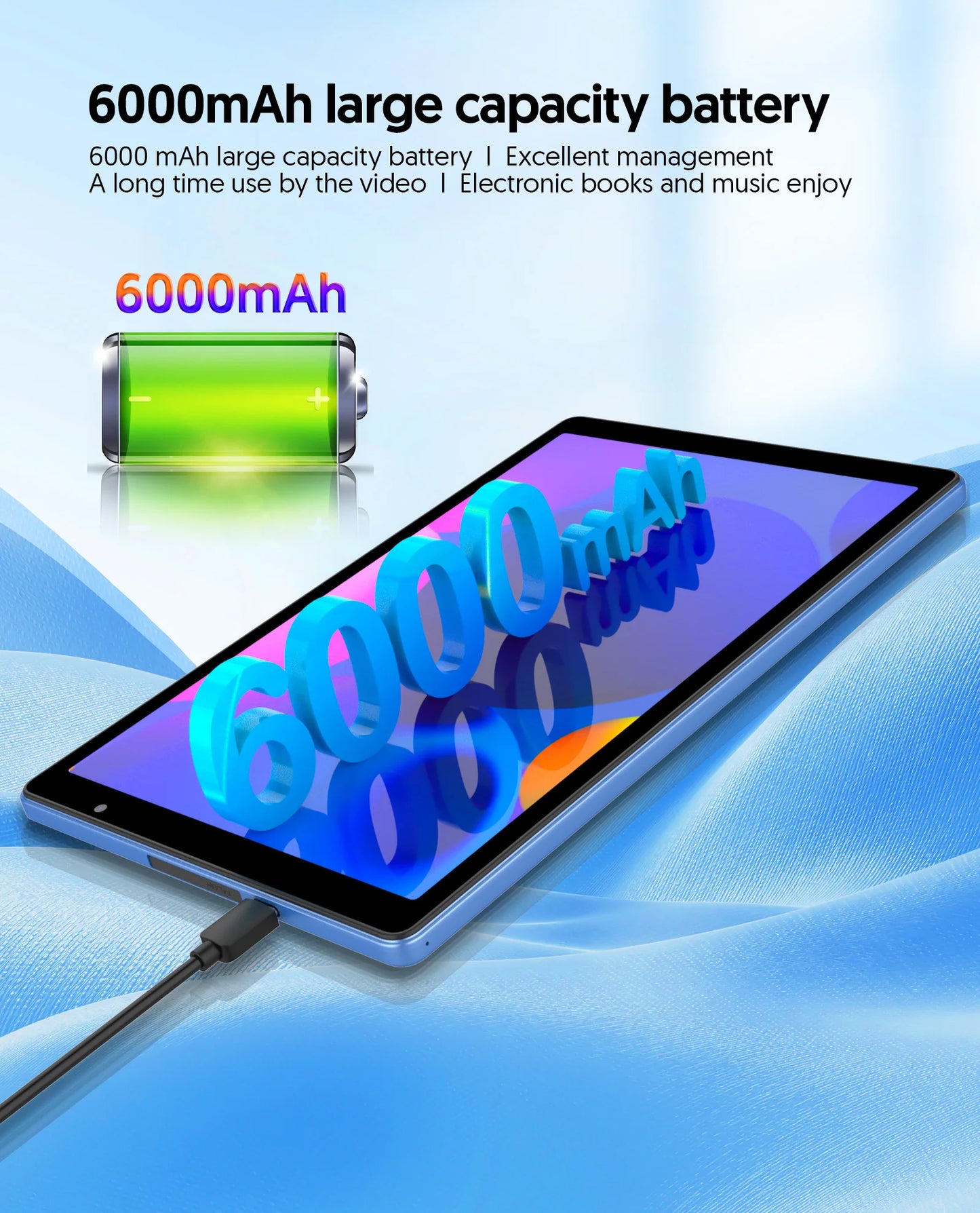 BAKEN 10-inch Tablet, Quad-core Processor, 4 (2+2)GB ROM + 32GB RAM, 1TB Expandable Memory, Wi-Fi 6, Bluetooth, Google Play GMS.