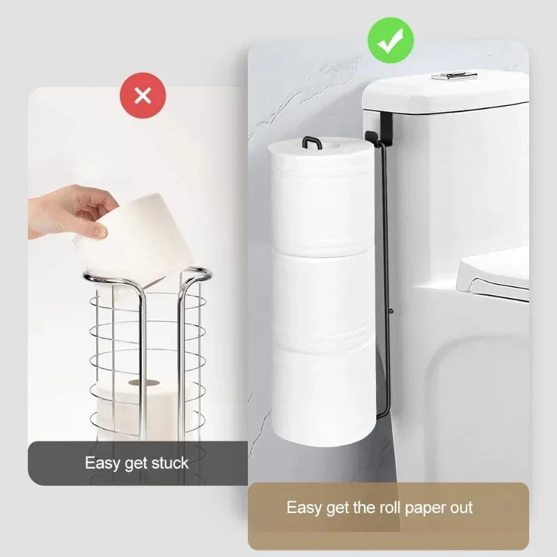 Toilettenpapierhalter für Badezimmer mit Aufbewahrung, extra 3 Rollen, Toilettenpapierhalter über dem Tank, Wandhalterung, kleiner Toiletten-Organizer