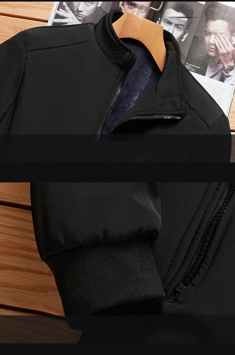 New Thicken Winter Jackets for Men's Winter Coats Warm Fleece Inner Jacket Men Business Stand Collar Parkas Man Outerwear L-3XL.