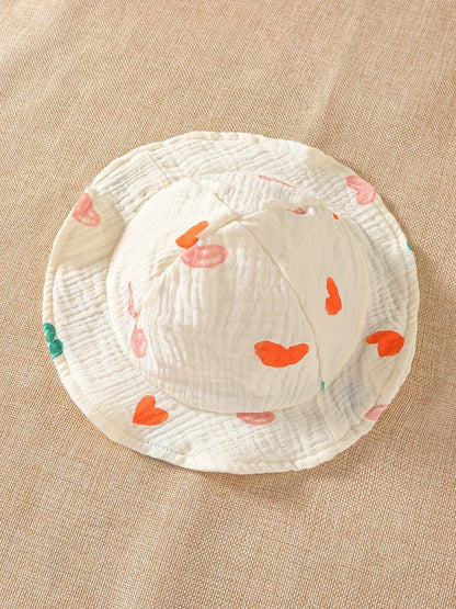 Sommer-Hosenträger-Body für Babys von 0–2 Jahren, herzbedruckt, einteilige Säuglingskleidung, ärmelloser Overall für Kleinkinder mit Hut.