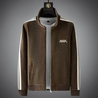 Autumn Winter warm sports Men Sets suit for men zipper stand-up collar cardigan jacket straight leg sweatpants two-piece set.