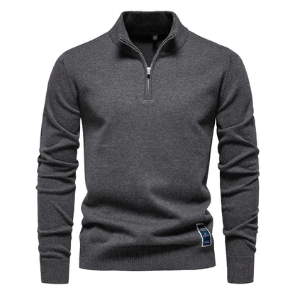 2025 Autumn Men's Sweatwear Warm Pullover Solid Color Half Zipper Casual Sweater Slim Long Sleeve Men's Sweatshirts Winter Top.