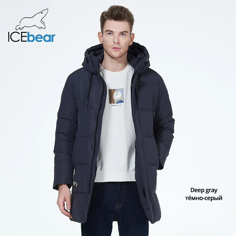 ICEbear 2023 winter jackets for men casual cotton coat mid-length Puffer parkas MWD3061D