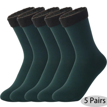 MuqiNush 5Pairs Women Winter Warm Socks Thicken Short Thermal Cashmere Snow Velvet Boots Home Floor For Outdoor Cyling Skiing.