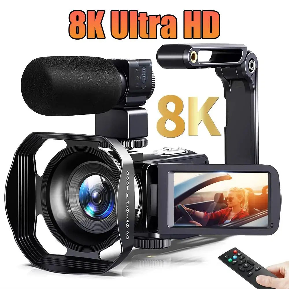 8K HD Video Camera 3 Inch LCD Touch Screen 18x Digital Zoom Camera Recorder Ultra HD WIFI Portable Recording Camcorder.