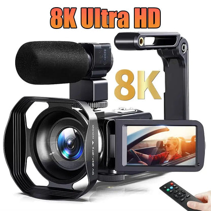 8K HD Video Camera 3 Inch LCD Touch Screen 18x Digital Zoom Camera Recorder Ultra HD WIFI Portable Recording Camcorder.