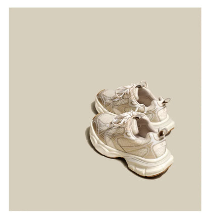 New Designers White Sneakers Women Flats Shoes Lace Up Vulcanize Shoes Female Mesh Wedge Platform Casual Zapatillas Mujer2024.