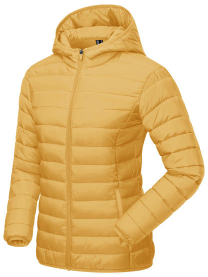 TACVASEN Winter Hooded Puffer Jacket Womens Quilted Warm Coats Casual Windbreaker Waterproof Padded Lightweight Outdoor Outwear