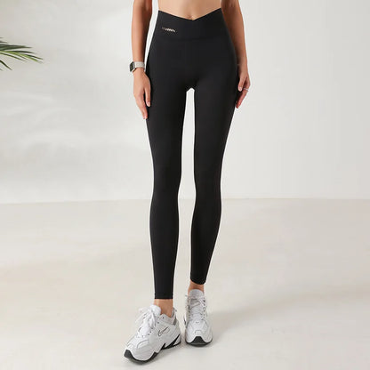 Cross over Nylon Yoga Pants Women High Waist Gym Sport Leggings Stretchy Workout Fitness Tights Running Squat Proof Dry Fit