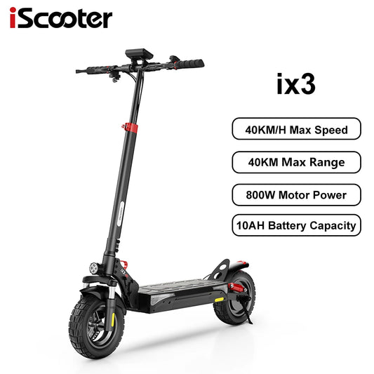 iScooter ix3 Foldable Adult Electric Scooter E-Scooter, 40KM/H Electric Kick Scooter, 800W Skateboards, 48V 10Ah Kickboard.