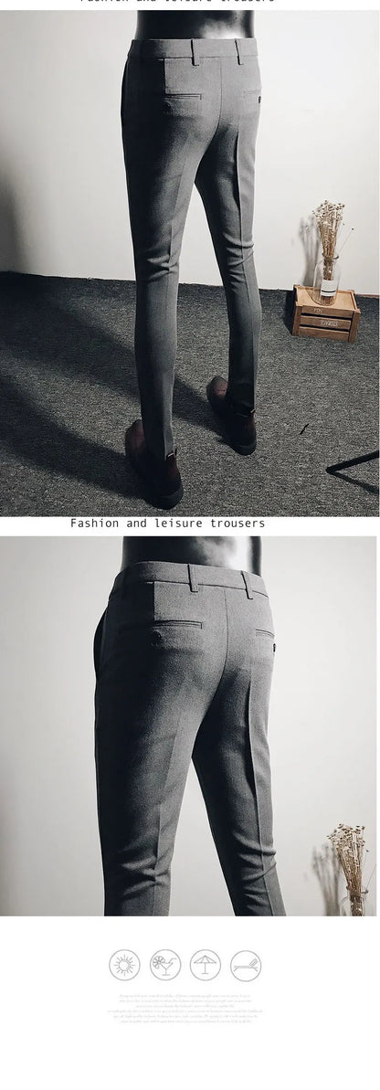 Men Suit Pants Formal Trousers Stretch Slim Pantalone Hombre Calça Masculina Solid Color Casual Dress Pants Fashion Men Clothing
