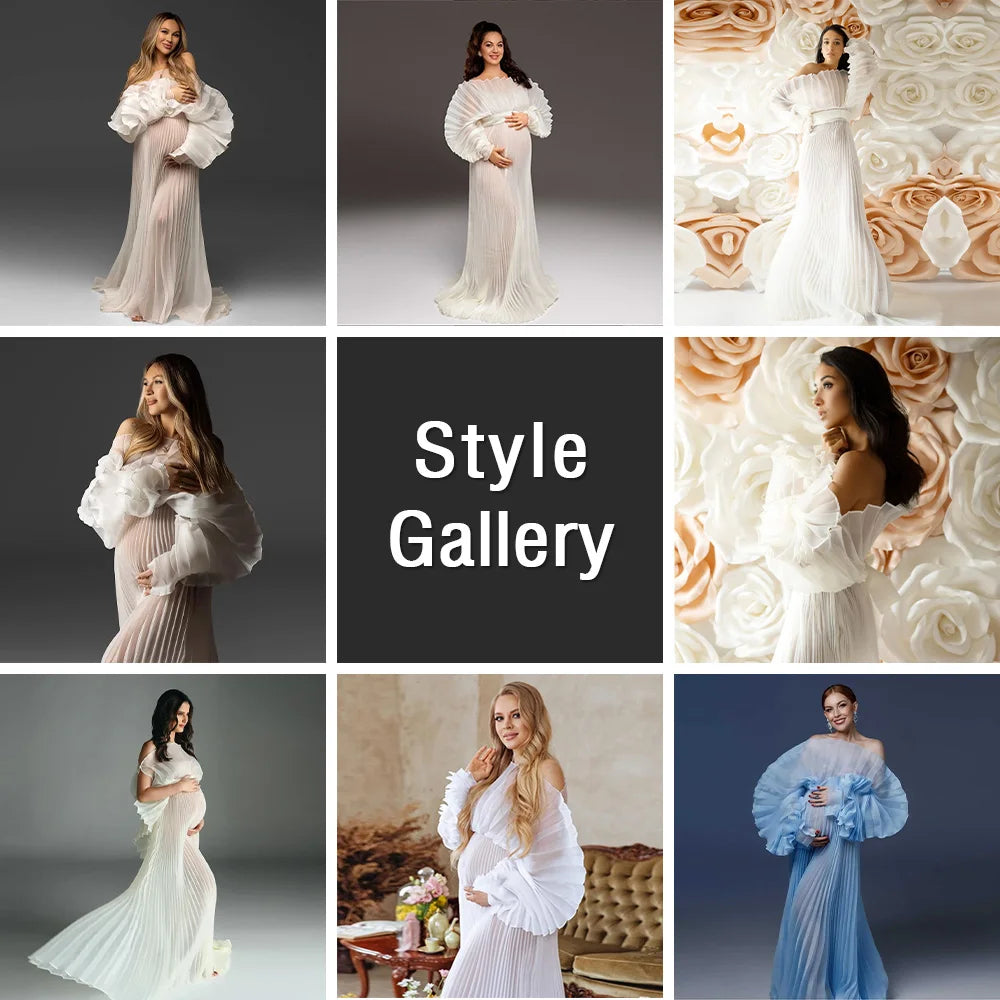 2025, modische, durchsichtige, plissierte Organza-Umstandskleider für Fotoshootings, langes Kleid für Umstandsshooting, Babyparty-Kleider YEWEN.