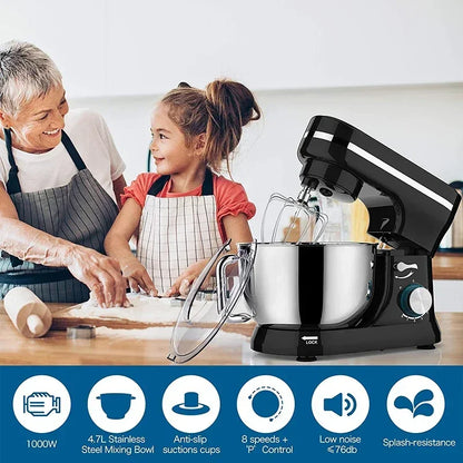 Electric Stand Mixer, 8 Speed Tilt-Head,  4.5L Stainless Steel Bowl, Kitchen Electric Mixer with Dough Hook, Wire Whip & Beater.