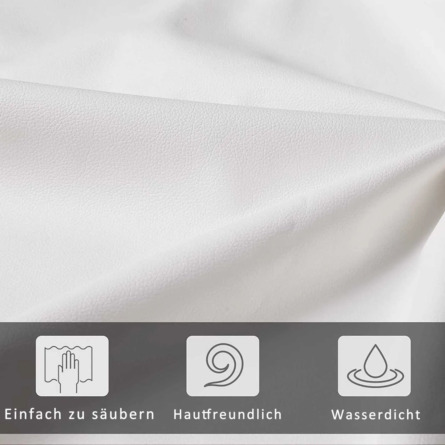 Weißes Polsterbett aus PU-Leder, 140 x 200 cm, Doppelbett mit LED-Beleuchtung, Stauraum unter dem Bett, Bettrahmen mit Lattenrost