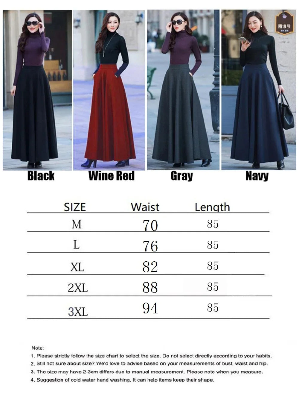 FairyShely 2025 Autumn Winter Retro High Waist Pleated Skirt Women Casual Pocket Woolen Maxi Skirt female Flare Red Long skirt.