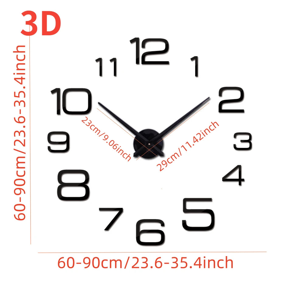 2022 moderne Design Große Wanduhr 3D DIY Quarz Uhren Mode Uhren Acryl Spiegel Aufkleber Wohnzimmer Wohnkultur Horloge