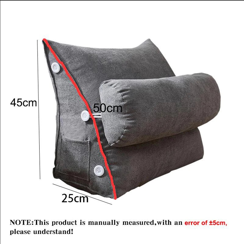 Bed Triangular Cushion Chair Bedside Lumbar Chair Backrest Lounger Lazy Office Chair Reading Living Room Pillow Household Decor.