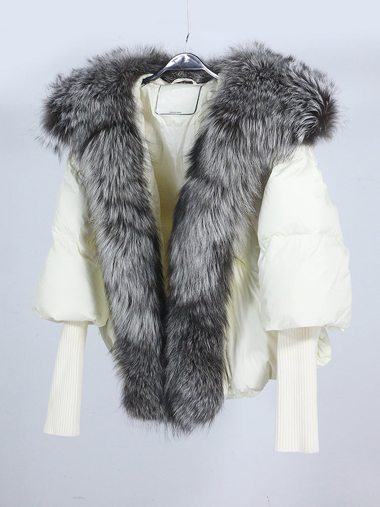 Lose Natürliche Echt Fox Pelz Kragen Mantel Dicke Neue Europäische Mode Weiße Ente Unten Jacke Winter Frauen Warme Luxus Oberbekleidung