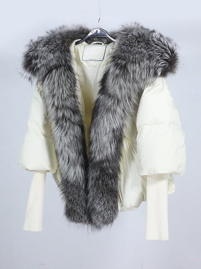 Lose Natürliche Echt Fox Pelz Kragen Mantel Dicke Neue Europäische Mode Weiße Ente Unten Jacke Winter Frauen Warme Luxus Oberbekleidung