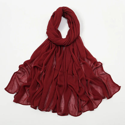New Arrival Crinkle Rayon Hijab Women Muslim Scarf Shawls Solid Headscarf Wraps Big Size Plain Islamic Turban Headbands Foulard