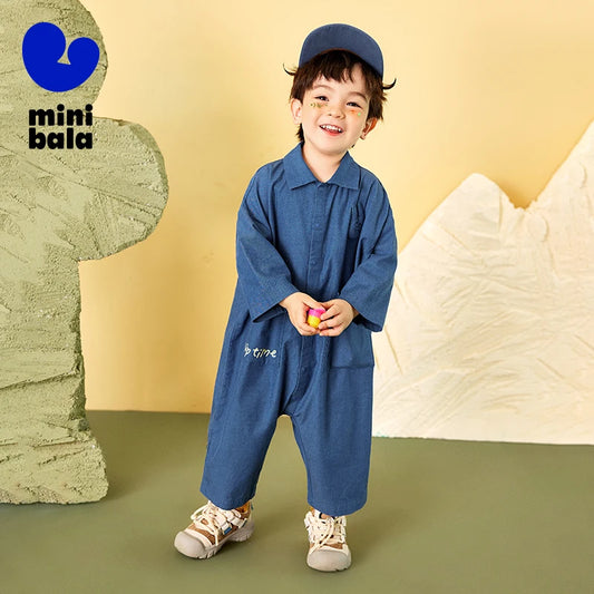 Mini Bala Outdoor Einteiliges Strampler-Set für Babys, Kinder-Arbeitskleidung, Krabbelanzug, Overall, Neu im Herbst und Winter 2024