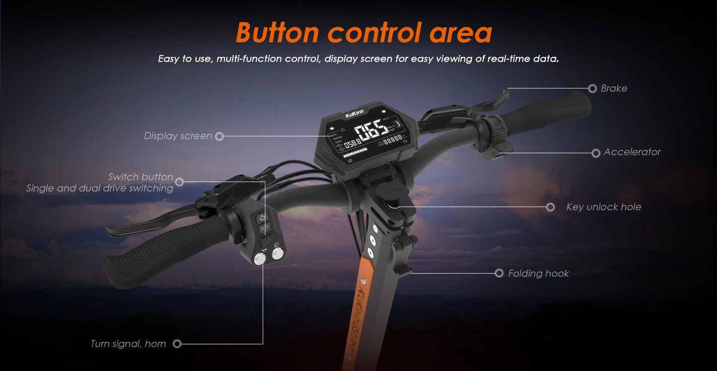 KuKirin G3 Pro Electric Scooter 1200W*2 Dual Motor 52V 23.2Ah Battery 80KM Range 65Km/h Max Speed E-scooter 10 Inch Tires.