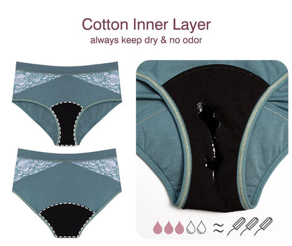 High Waist Period Panties for Women 4-Layer Leakproof Bamboo Fiber Menstrual Underwear Eco-Friendly for Sports Sleep Daily Use.