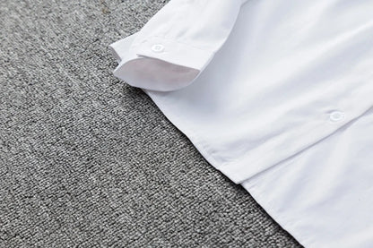 Zoki White Women Shirt Fashion Long Sleeve Casual Turn Down Collar Female Blouse Loose Pocket Button Office Ladies Elegant Tops