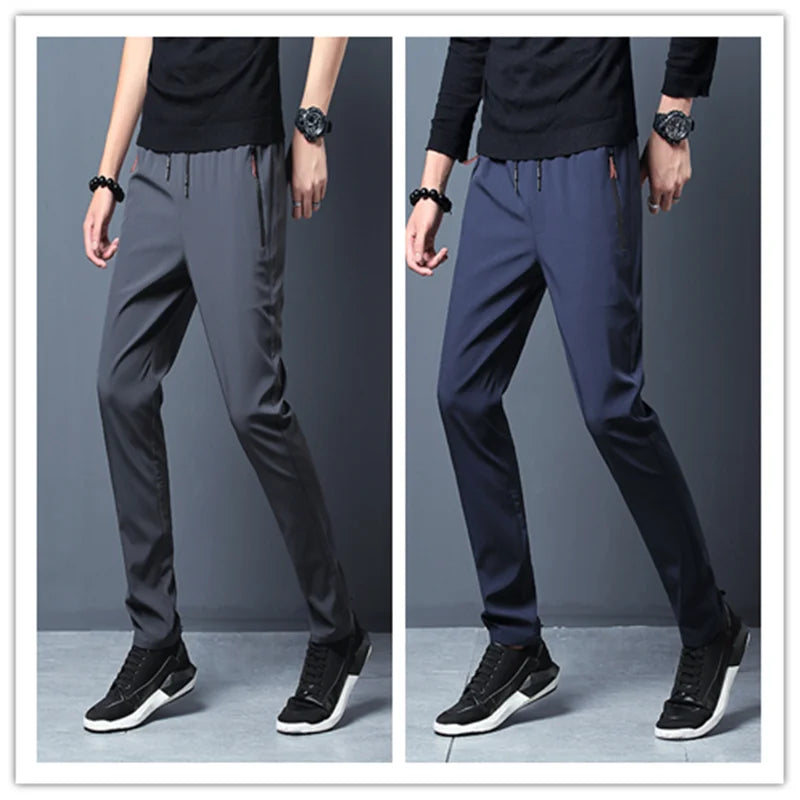 Men's Casual Pants Stretch Slim Fit Elastic Waist Jogger Korean Classic Blue Black Gray Male Brand Trousers Plus Size 4XL 5XL.