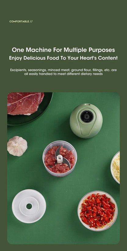 Electric Garlic Purer 250ML Mini Electric Garlic Chopper USB Charging Ginger Vegetable Cutter Food Chopper Kitchen Tools.