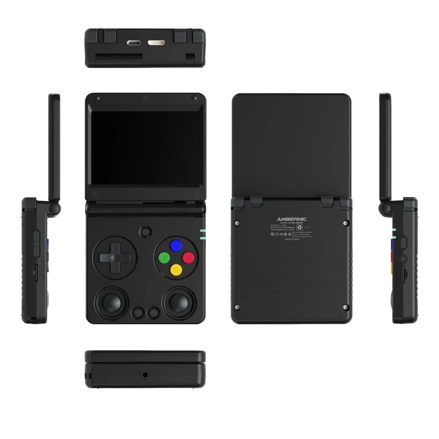 ANBERNIC RG34XXSP Flip Handheld Console 3.4'' IPS Screen Linux 64-bit 64G 5000+ Games Supports 5G WIFI HD-MI TV Output Streaming.